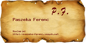 Paszeka Ferenc névjegykártya